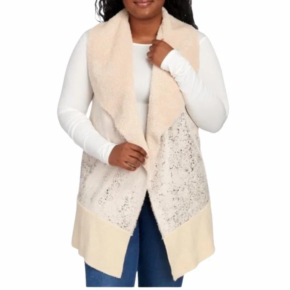 VINTAGE AMERICA Faux fur Foil Detail Sherpa Vest - Picture 1 of 6